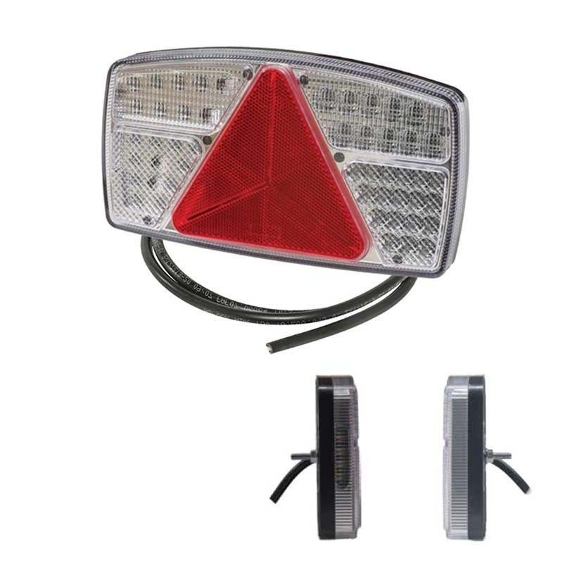 FANALE SINISTRO LED 12-24V LENTE TRASPARENTE CON TRIANGOLO