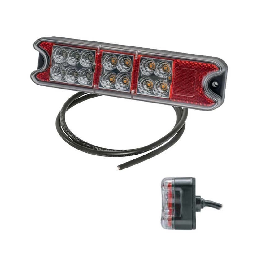 FANALE 3 FUNZIONI LED RETTANGOLARE 12/24V