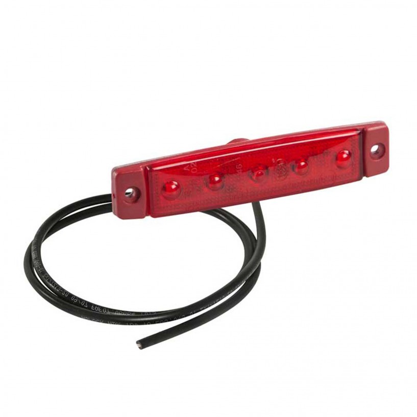 LUCE POSIZIONE ROSSA 5 LED 12/24V BASE ROSSA ADESIVA