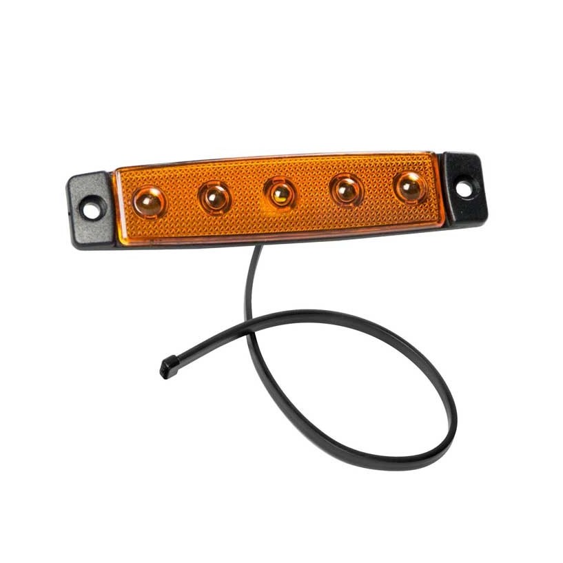 LUCE LATERALE ARANCIONE 5 LED 12/24V CAVO QUADRO DC LUCE LATERALE ARANCIONE 5 LED 12/24V CAVO QUADRO DC